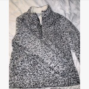 Gray Quarter Zip Fuzzy Pullover Sweater